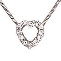 Heart Pendant Necklace w/ 12 Blue Luster Diamond Outline